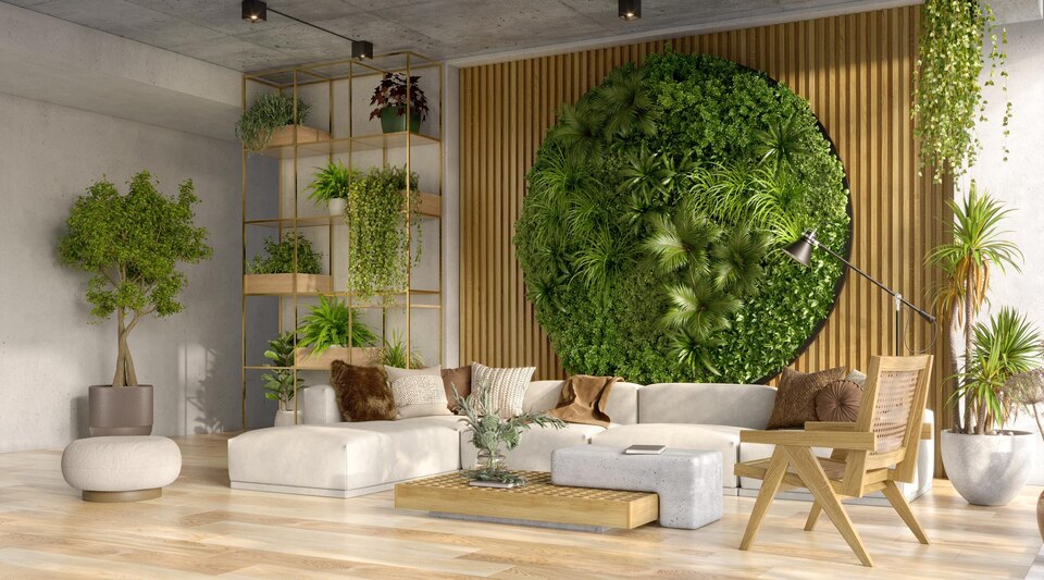 sustainable interior design using greenery